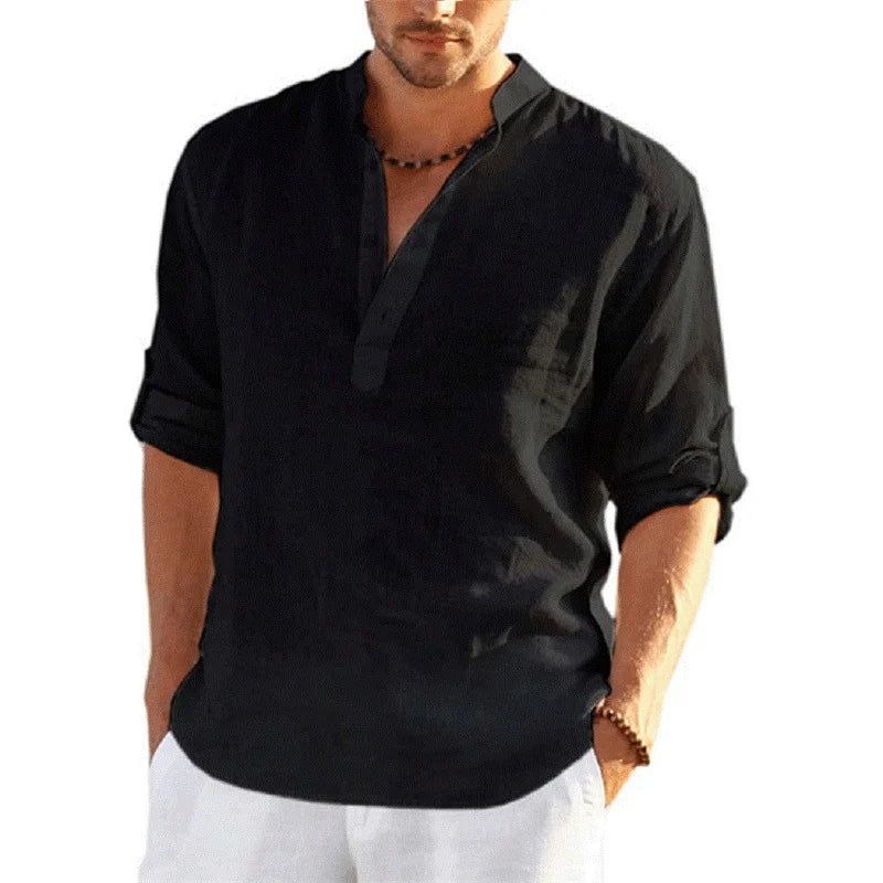 Camisa Masculina Manga Longa de Linho  Loose