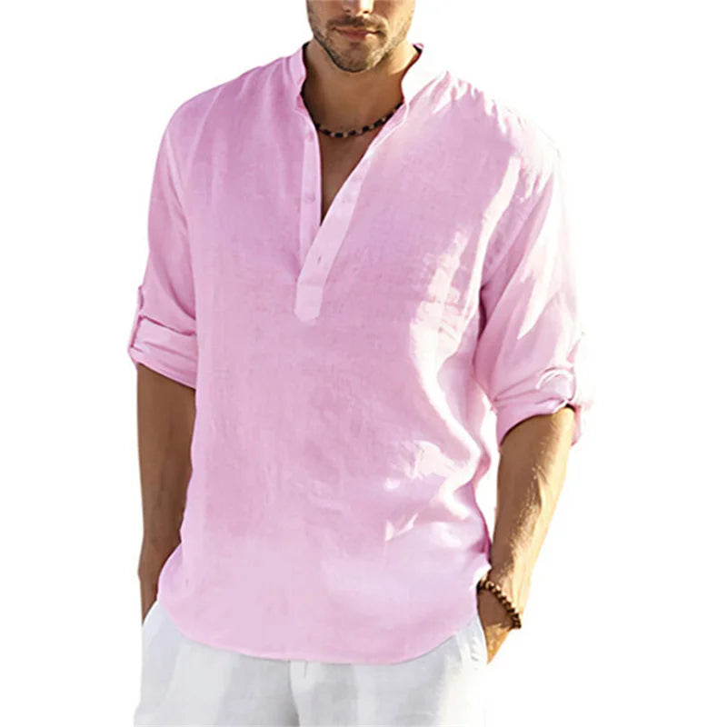 Camisa Masculina Manga Longa de Linho  Loose