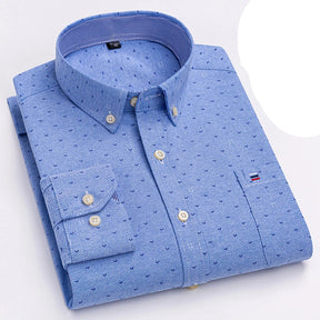 Camisa Masculina Oxford Algodão Manga Comprida Slim Fit Zarvano