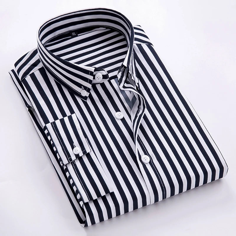 Camisa Masculina Social Slim Fit Manga Comprida Listrada Zarvano