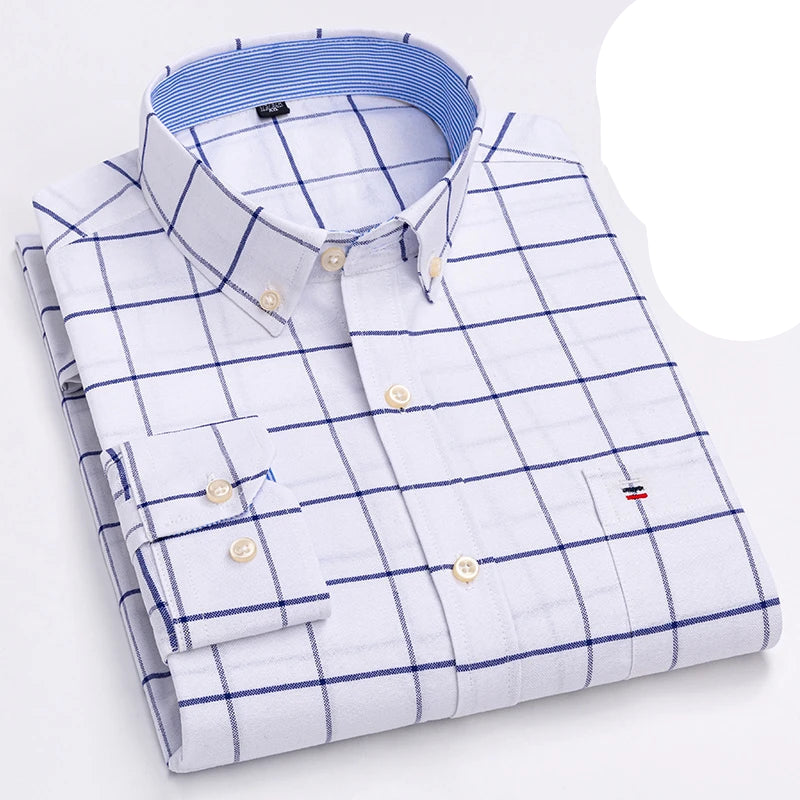 Camisa Masculina Oxford Algodão Manga Comprida Slim Fit Zarvano