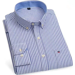 Camisa Masculina Casual Xadrez Oxford Algodão Manga Comprida Zarvano