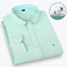 Camisa Masculina Casual Xadrez Oxford Algodão Manga Comprida Zarvano