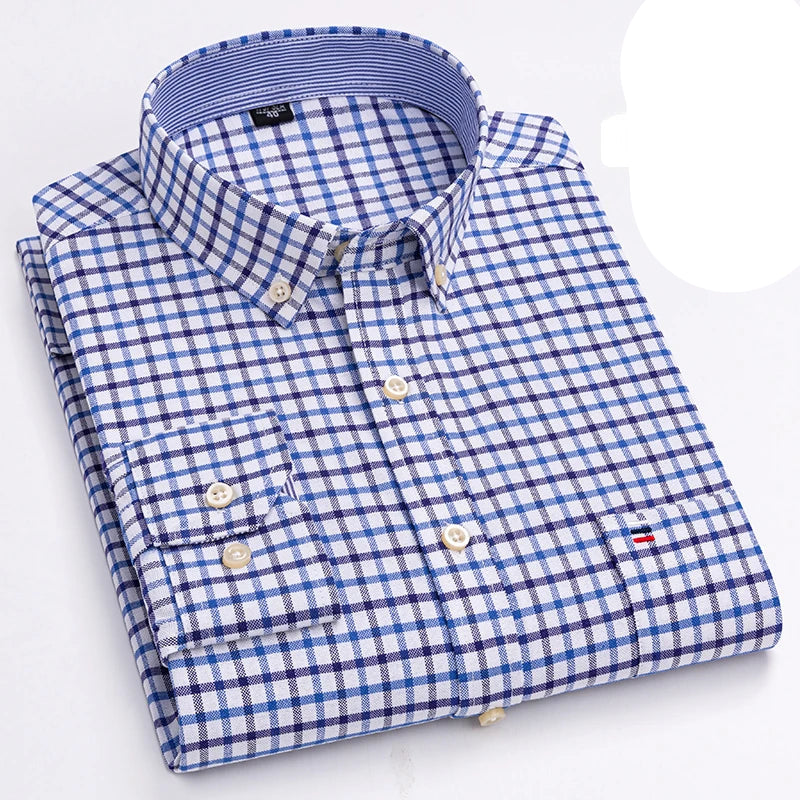 Camisa Masculina Oxford Algodão Manga Comprida Slim Fit Zarvano