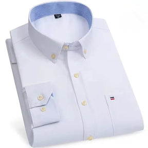 Camisa Masculina Casual Xadrez Oxford Algodão Manga Comprida Zarvano