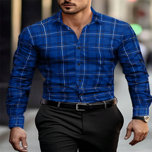 Camisa Masculina Listrada Xadrez Manga Comprida Zarvano