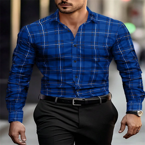 Camisa Masculina Listrada Xadrez Manga Comprida Zarvano