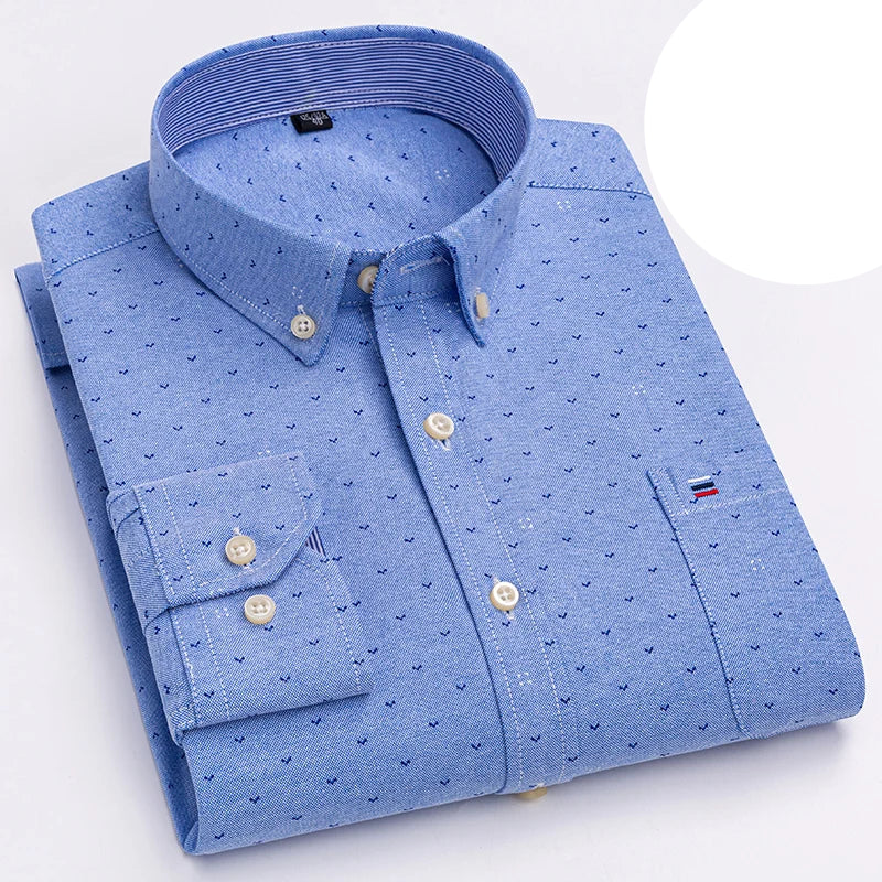 Camisa Masculina Oxford Algodão Manga Comprida Xadrez Zarvano