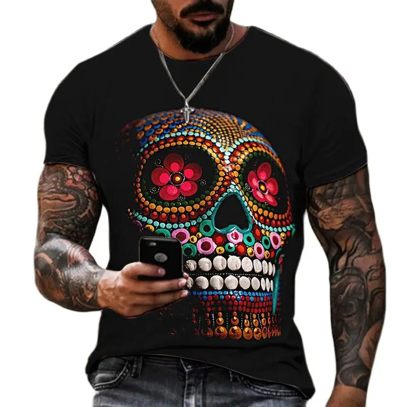 Camiseta Masculina Estampa Skull Zarvano