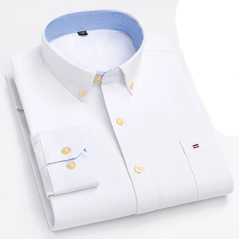 Camisa Masculina Oxford Algodão Manga Comprida Slim Fit Zarvano