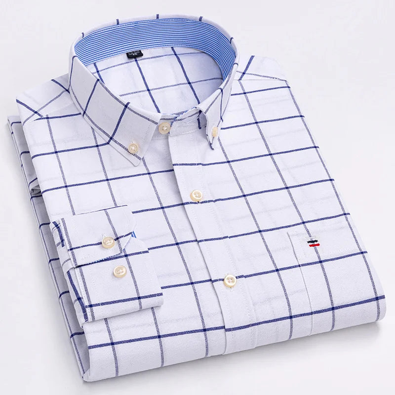 Camisa Masculina Oxford Algodão Manga Comprida Slim Fit Zarvano