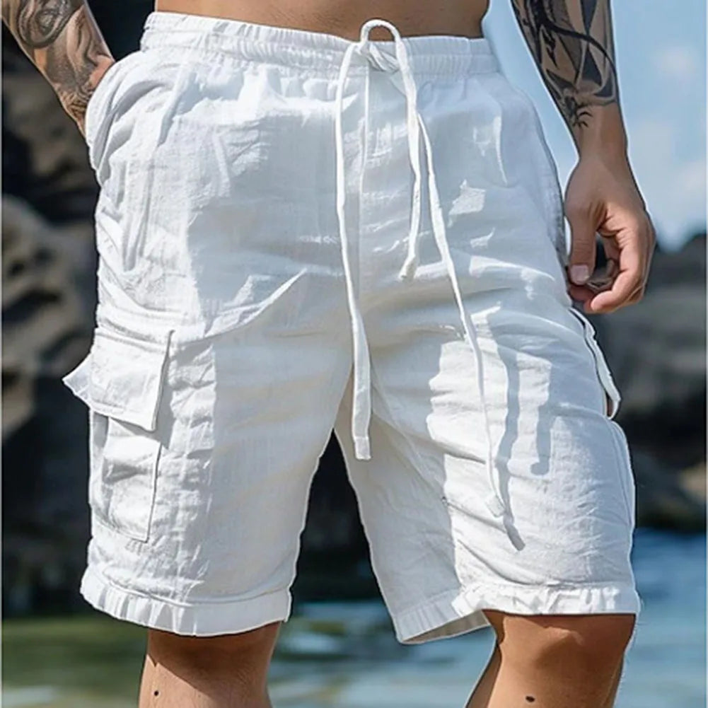 Shorts Masculino em Linho Premium Multiplos Bolsos Jordany