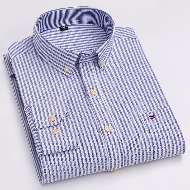 Camisa Masculina Oxford Algodão Manga Comprida Slim Fit Zarvano