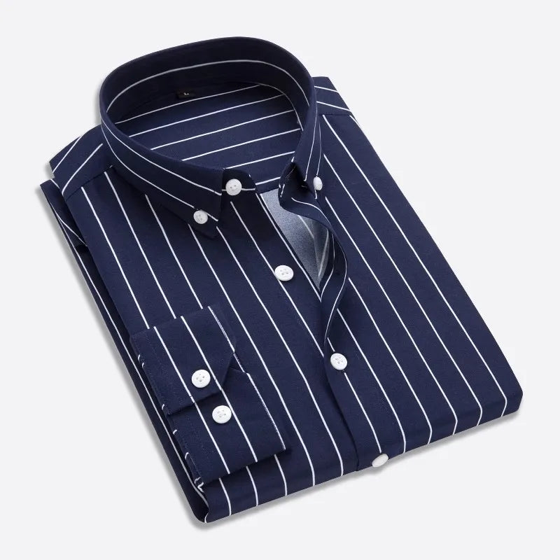 Camisa Masculina Social Slim Fit Manga Comprida Listrada Zarvano