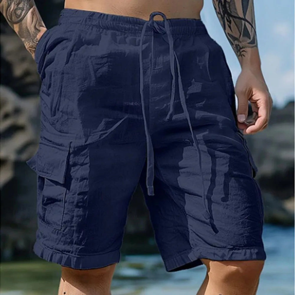 Shorts Masculino em Linho Premium Multiplos Bolsos Jordany