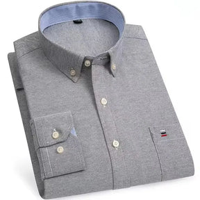 Camisa Masculina Casual Xadrez Oxford Algodão Manga Comprida Zarvano