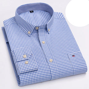 Camisa Masculina Oxford Algodão Manga Comprida Xadrez Zarvano