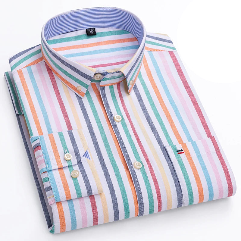 Camisa Masculina Oxford Algodão Manga Comprida Xadrez Zarvano