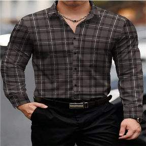 Camisa Masculina Listrada Xadrez Manga Comprida Zarvano