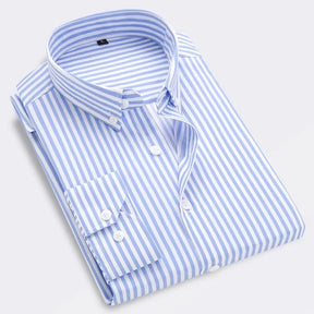 Camisa Masculina Social Slim Fit Manga Comprida Listrada Zarvano