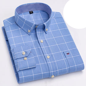 Camisa Masculina Oxford Algodão Manga Comprida Xadrez Zarvano