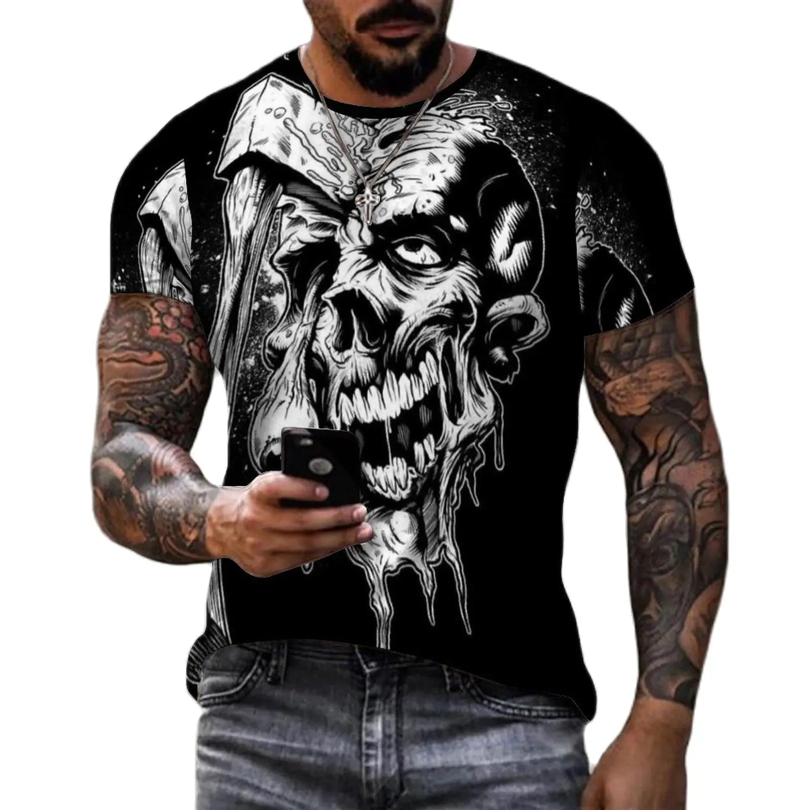 Camiseta Masculina Estampa Skull Zarvano