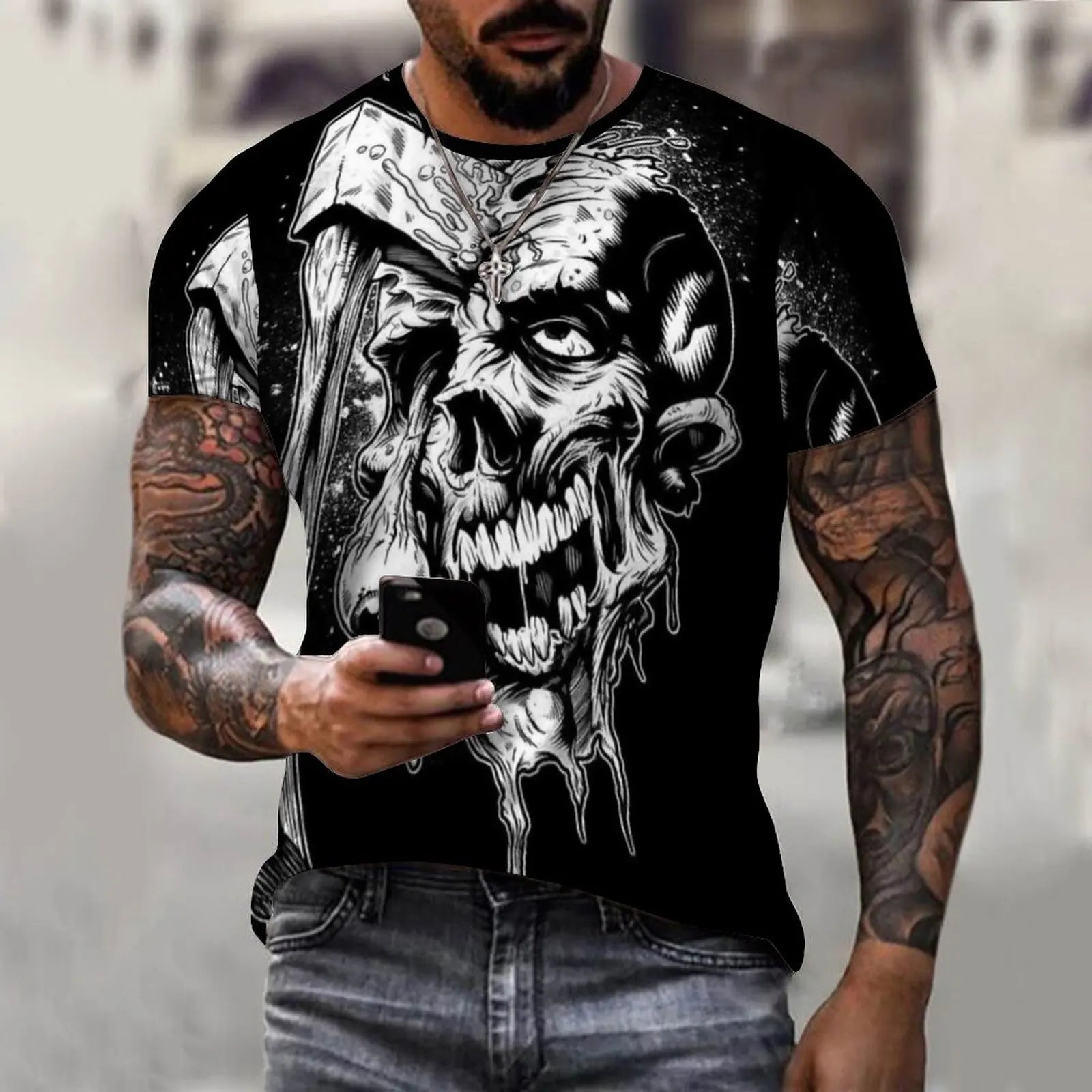 Camiseta Masculina Estampa Skull Zarvano