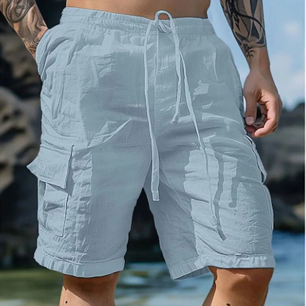 Shorts Masculino em Linho Premium Multiplos Bolsos Jordany