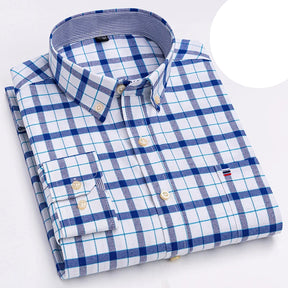 Camisa Masculina Oxford Algodão Manga Comprida Xadrez Zarvano