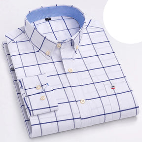 Camisa Masculina Oxford Algodão Manga Comprida Xadrez Zarvano