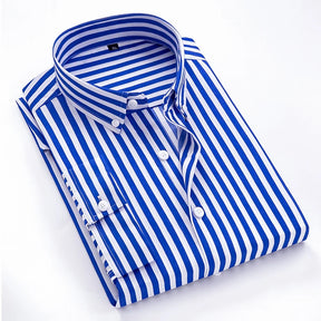 Camisa Masculina Social Slim Fit Manga Comprida Listrada Zarvano