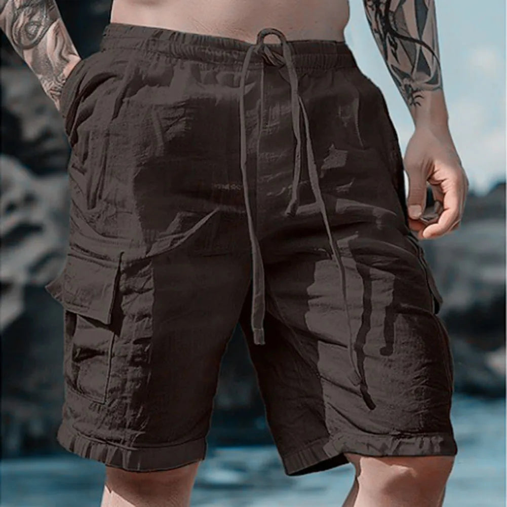 Shorts Masculino em Linho Premium Multiplos Bolsos Jordany